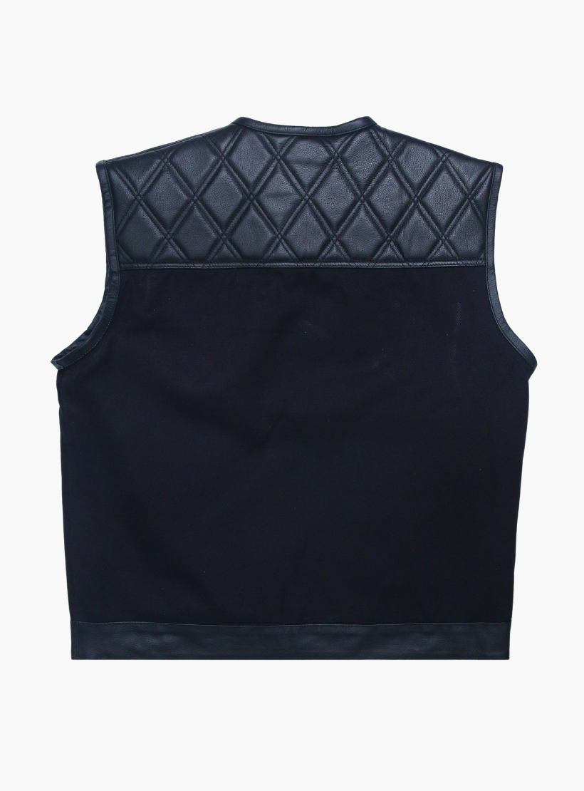 GCL Hybrid Canvas Leather Club Vest w/t Black Quilted Leather