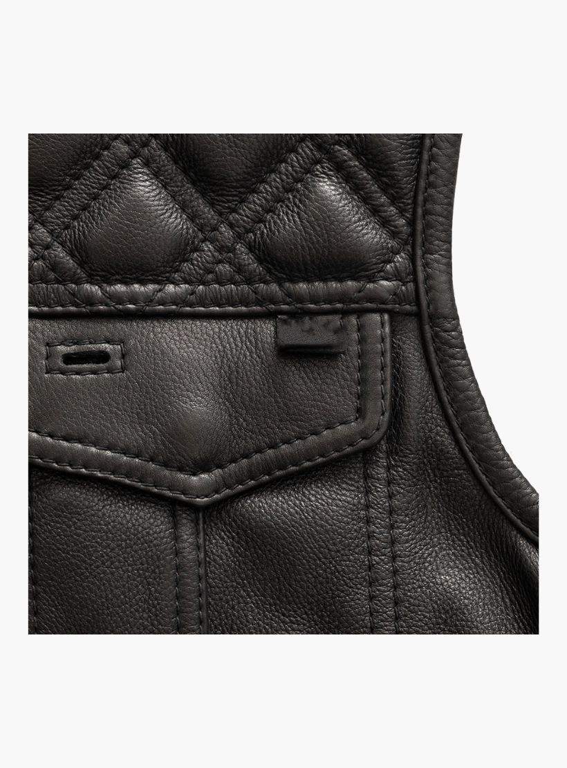 GCL Leather Club Vest w/t Black Hexagon Stitching