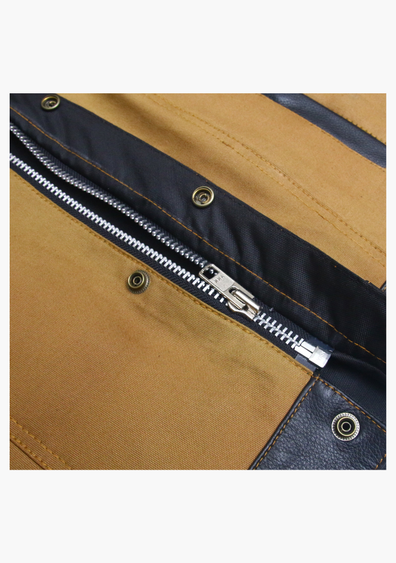 GCL Hybrid Canvas Leather Club Vest w/t Brown Quilted Leather
