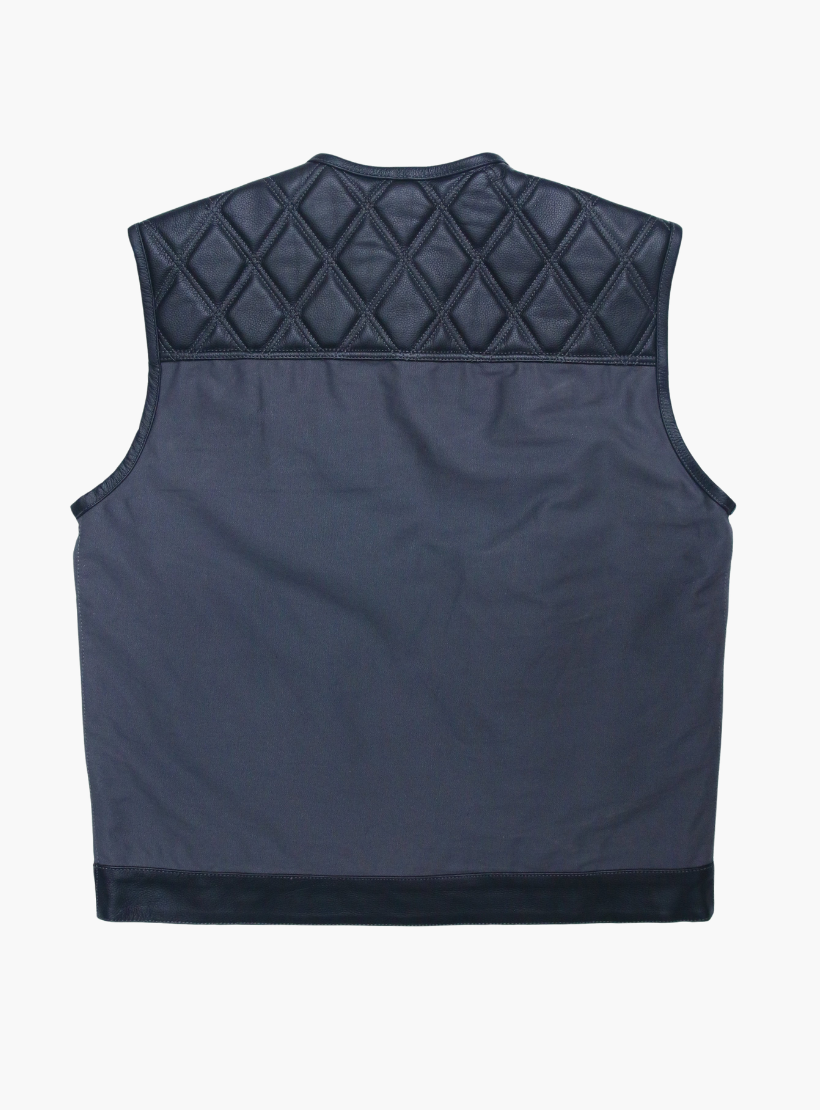 GCL Hybrid Canvas Leather Club Vest w/t Navy Blue Quilted Leather