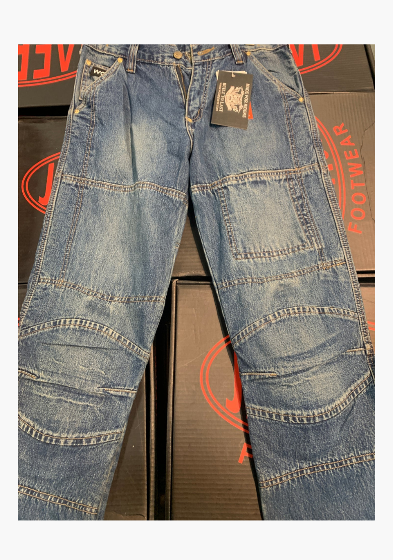 WCL Motorcycle Refinforced Kevlar Riding Jeans - Light Blue WCL Helmet