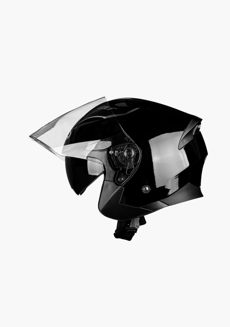 GCL 3/4 W/ Dual Flip Down Faceshields Motorcycle Helmet & Scooter Helmet Gloss Black