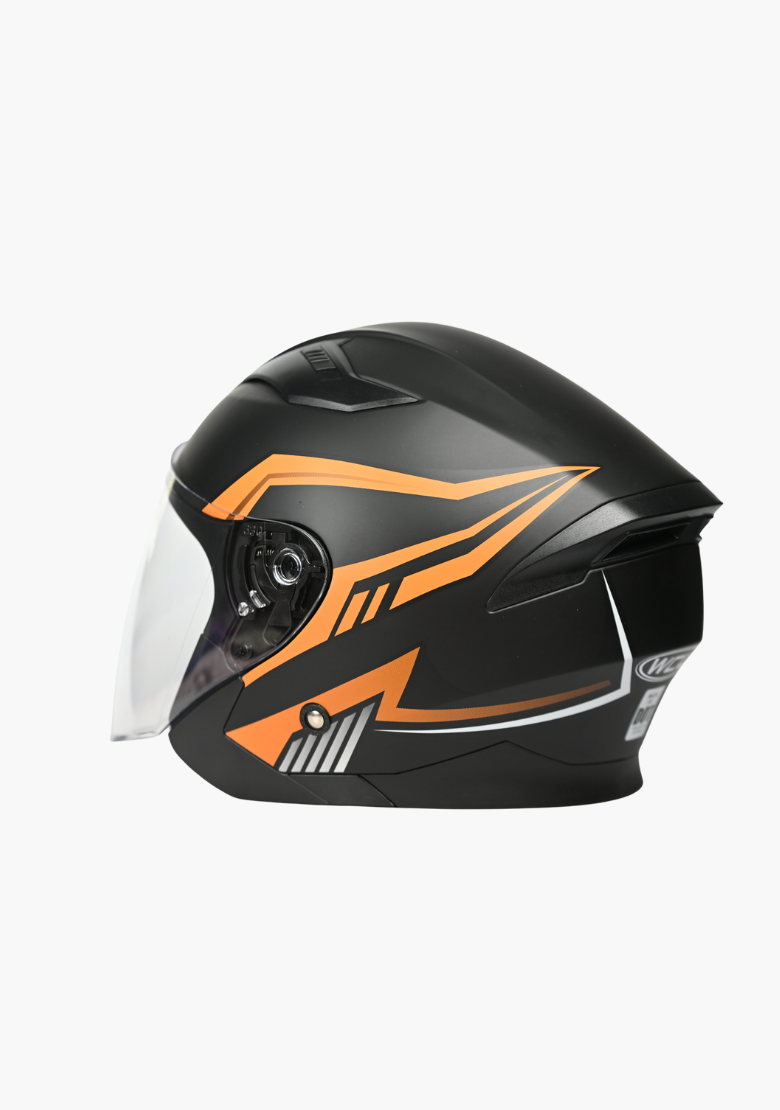 GCL 3/4 W/ Dual Flip Down Faceshields Motorcycle Helmet & Scooter Helmet - Orange Black
