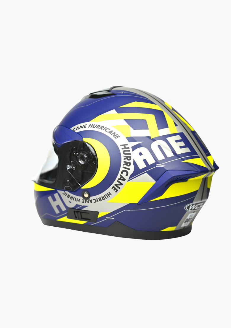 GCL Raider Full Face Motorcycle Helmet - Drop Down Tinted Visor, Quick Release Buckle, AS/NZS and ECE Approved - Blue Yellow