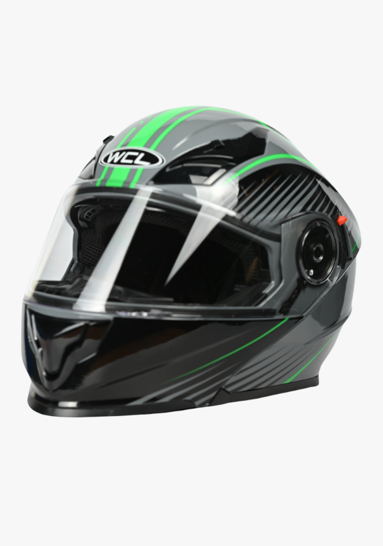 GCL Modular Full Face Motorcycle Helmet AS/NZS Certified with Double Lens Visor - Green Black