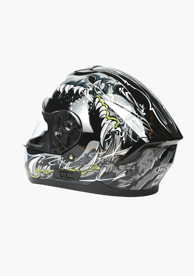 GCL Raider Full Face Motorcycle Helmet - Drop Down Tinted Visor, Quick Release Buckle, AS/NZS and ECE Approved - Grey Black