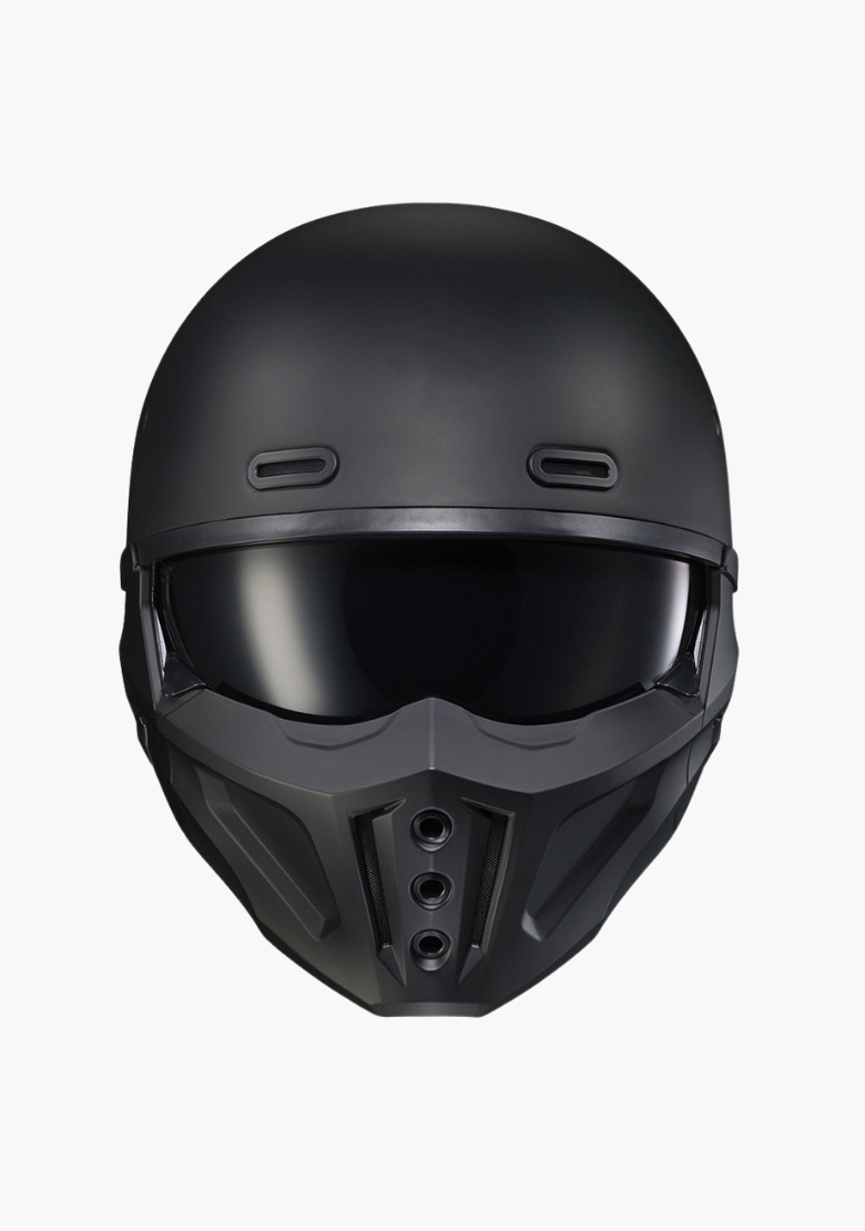 GCL 2 in 1 Striker Helmet with Removable Mask - Drop Down Tinted Visor, Quick Release Buckle, AS/NZS Approved - Mattblack