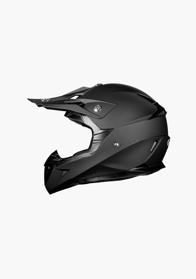 GCL Hawk Motorcycle Helmet & Dirtbike Helmet - Adjustable Sun Visor, Quick Release Buckle, AS/NZS Approved - Flat Black
