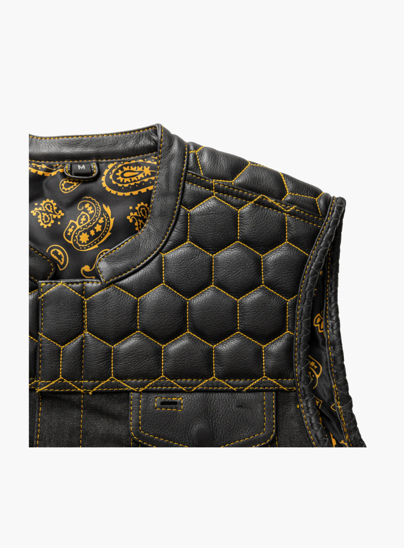 GCL Leather Club Vest w/t Yellow Stitch