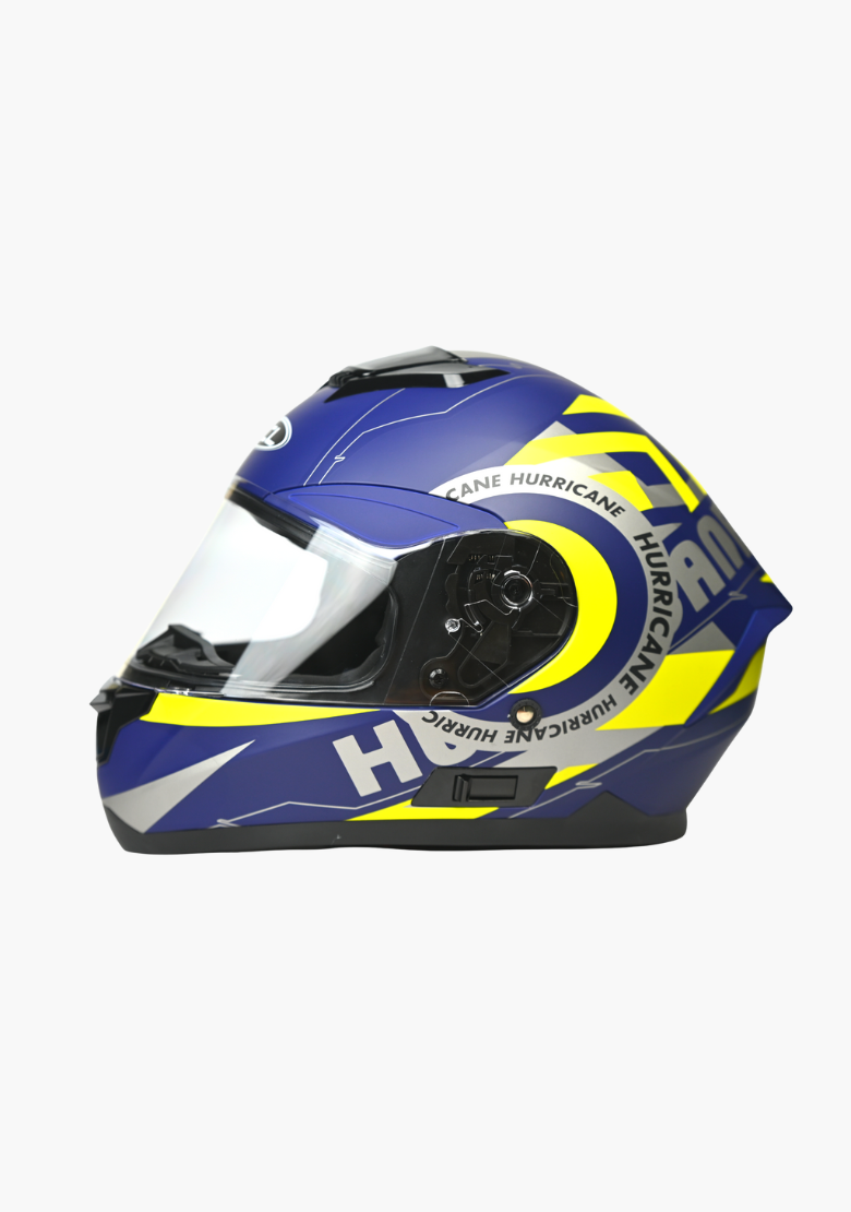 GCL Raider Full Face Motorcycle Helmet - Drop Down Tinted Visor, Quick Release Buckle, AS/NZS and ECE Approved - Blue Yellow