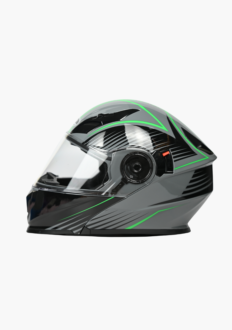 GCL Modular Full Face Motorcycle Helmet AS/NZS Certified with Double Lens Visor - Green Black