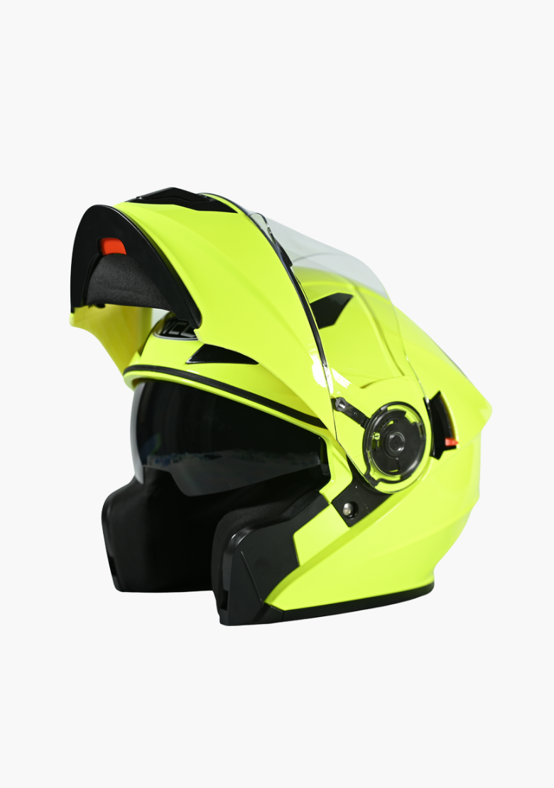 GCL Modular Full Face Motorcycle AS/NZS Certified Helmet with Double Lens Visor - High Visibility