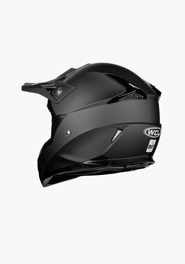 GCL Hawk Motorcycle Helmet & Dirtbike Helmet - Adjustable Sun Visor, Quick Release Buckle, AS/NZS Approved - Flat Black