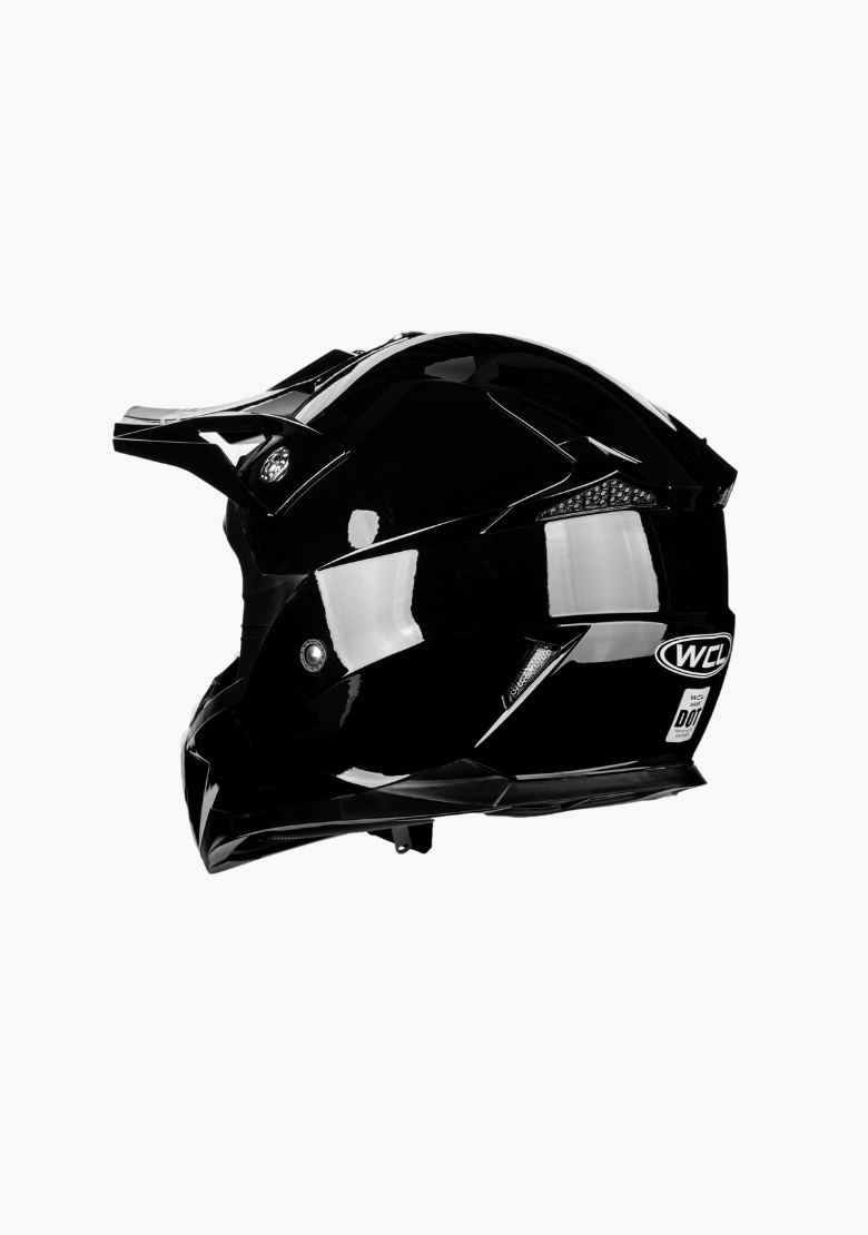 GCL Hawk Motorcycle Helmet & Dirtbike Helmet - Adjustable Sun Visor, Quick Release Buckle, AS/NZS Approved - Gloss Black