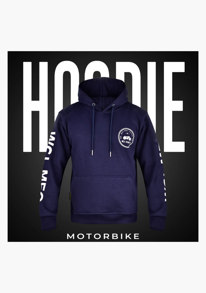 WCL Armoured Kevlar Lined Motorcycle Riding Hoodie w/t CE Level 1 Armor - Navy Blue (Copy) WCL Helmet