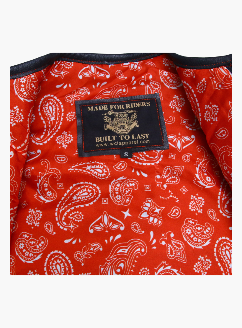 GCL Leather Club Vest w/t Red Lace Shoulder Stitching