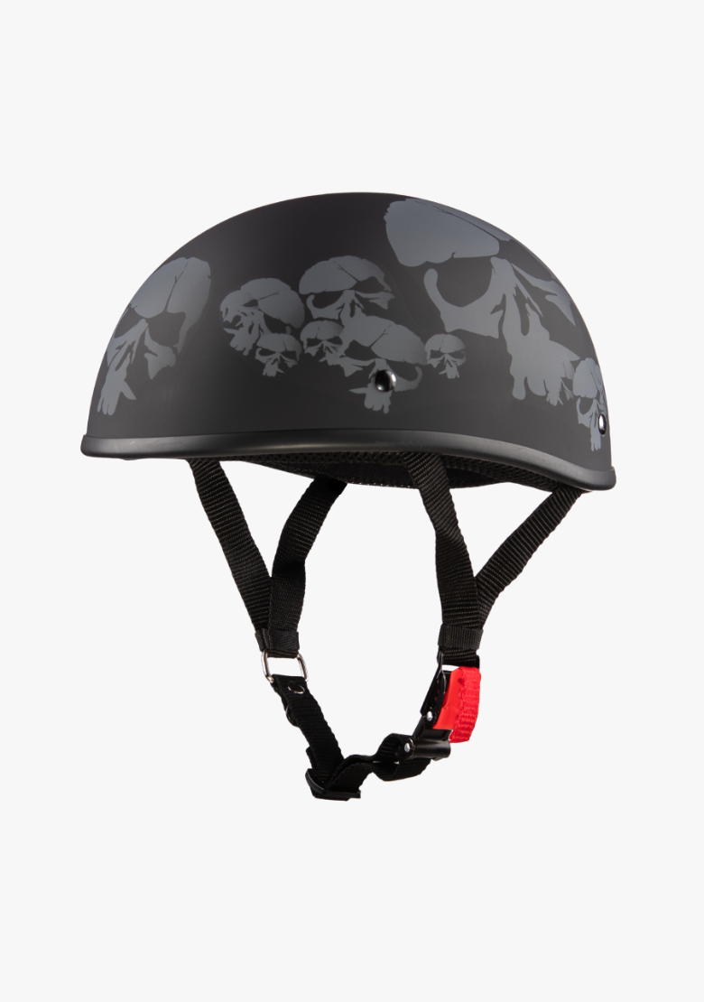 GCL Lightest and Smallest AS/NZ Beanie Motorcycle Half Helmet - Skull