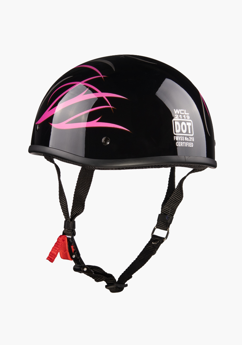 GCL Lightest and Smallest AS/NZ Beanie Motorcycle Half Helmet - Pink Stripes