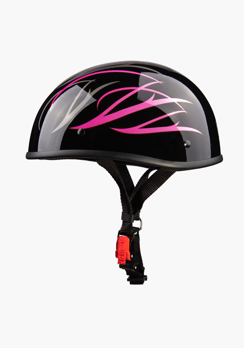 GCL Lightest and Smallest AS/NZ Beanie Motorcycle Half Helmet - Pink Stripes