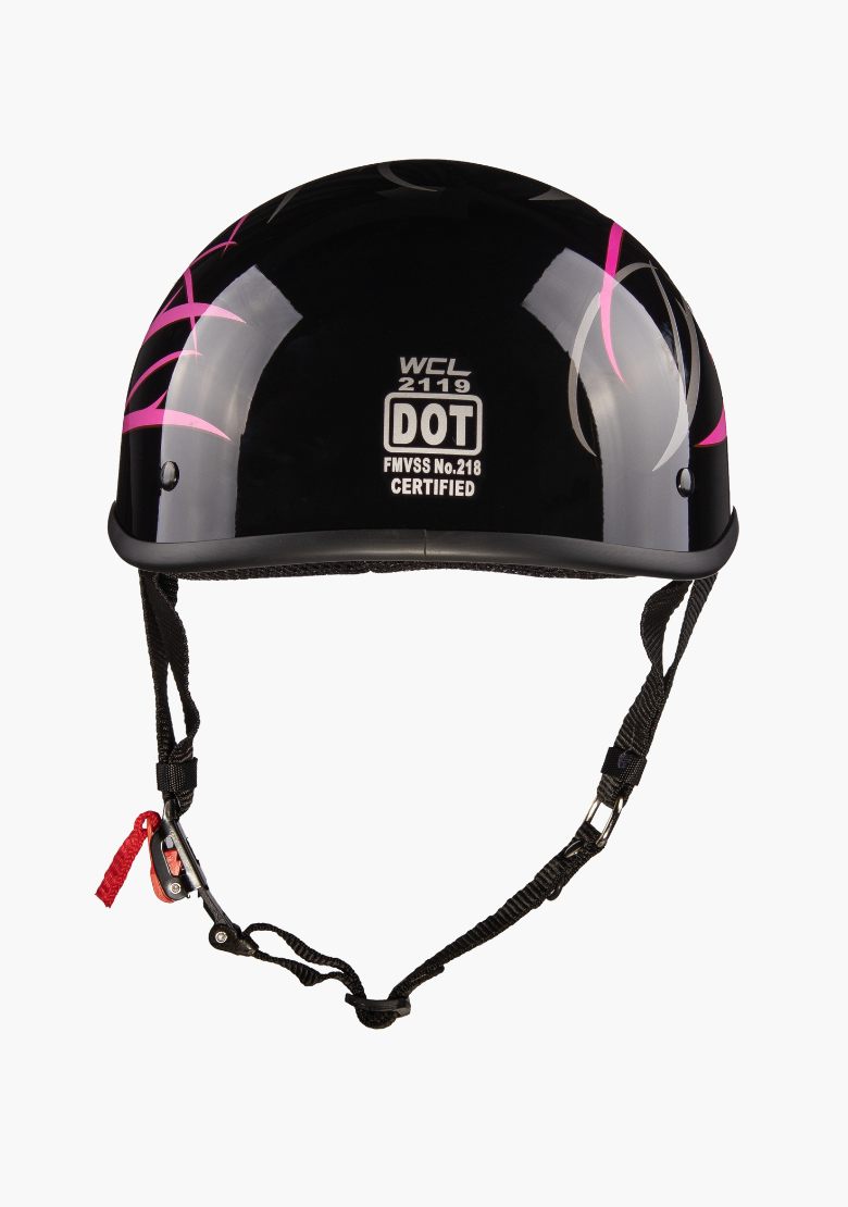 GCL Lightest and Smallest AS/NZ Beanie Motorcycle Half Helmet - Pink Stripes