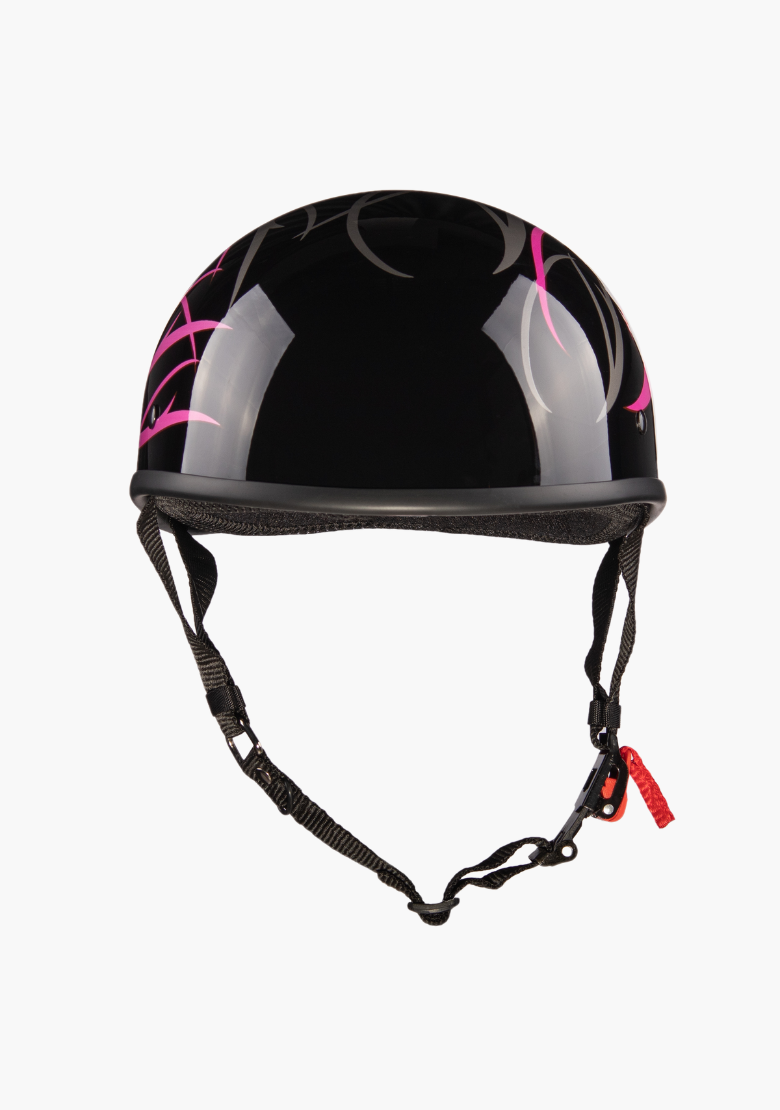 GCL Lightest and Smallest AS/NZ Beanie Motorcycle Half Helmet - Pink Stripes
