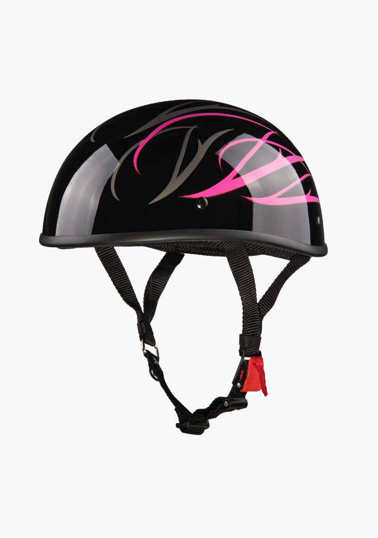 GCL Lightest and Smallest AS/NZ Beanie Motorcycle Half Helmet - Pink Stripes