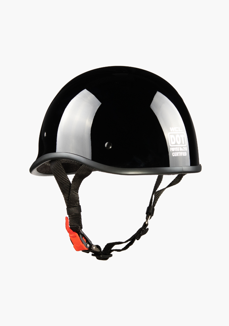 GCL Lightest and Smallest AS/NZ Polo Motorcycle Half Helmet - Gloss Black