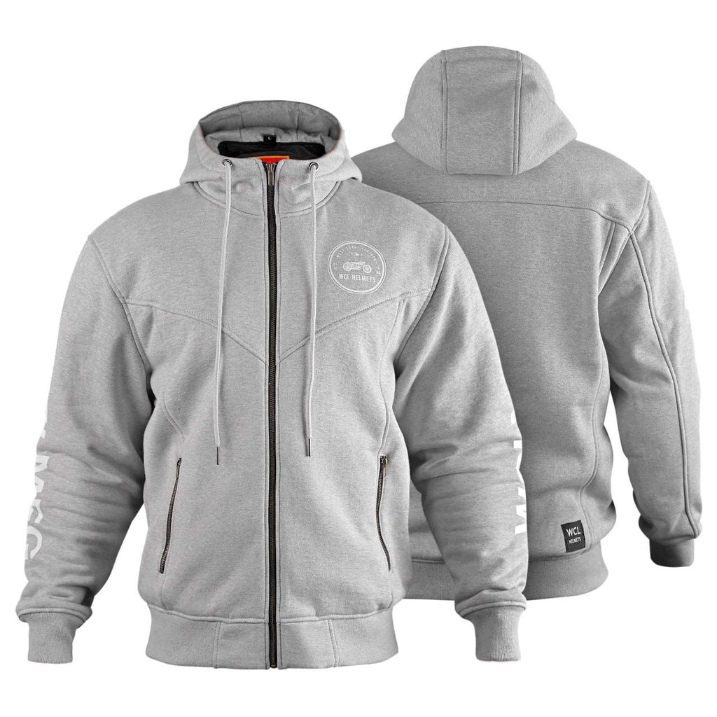 WCL Zippered Armoured Kevlar Lined Motorcycle Riding Hoodie w/t CE Level 1 Armor- Gray